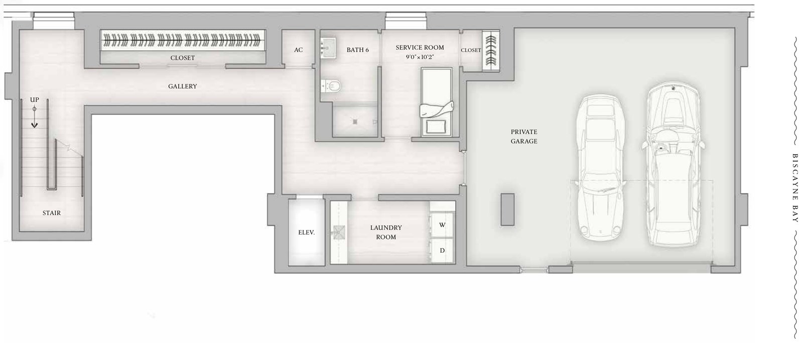 Lower level floor plan of Villa A, 1,714 SF / 160 SQM interior.