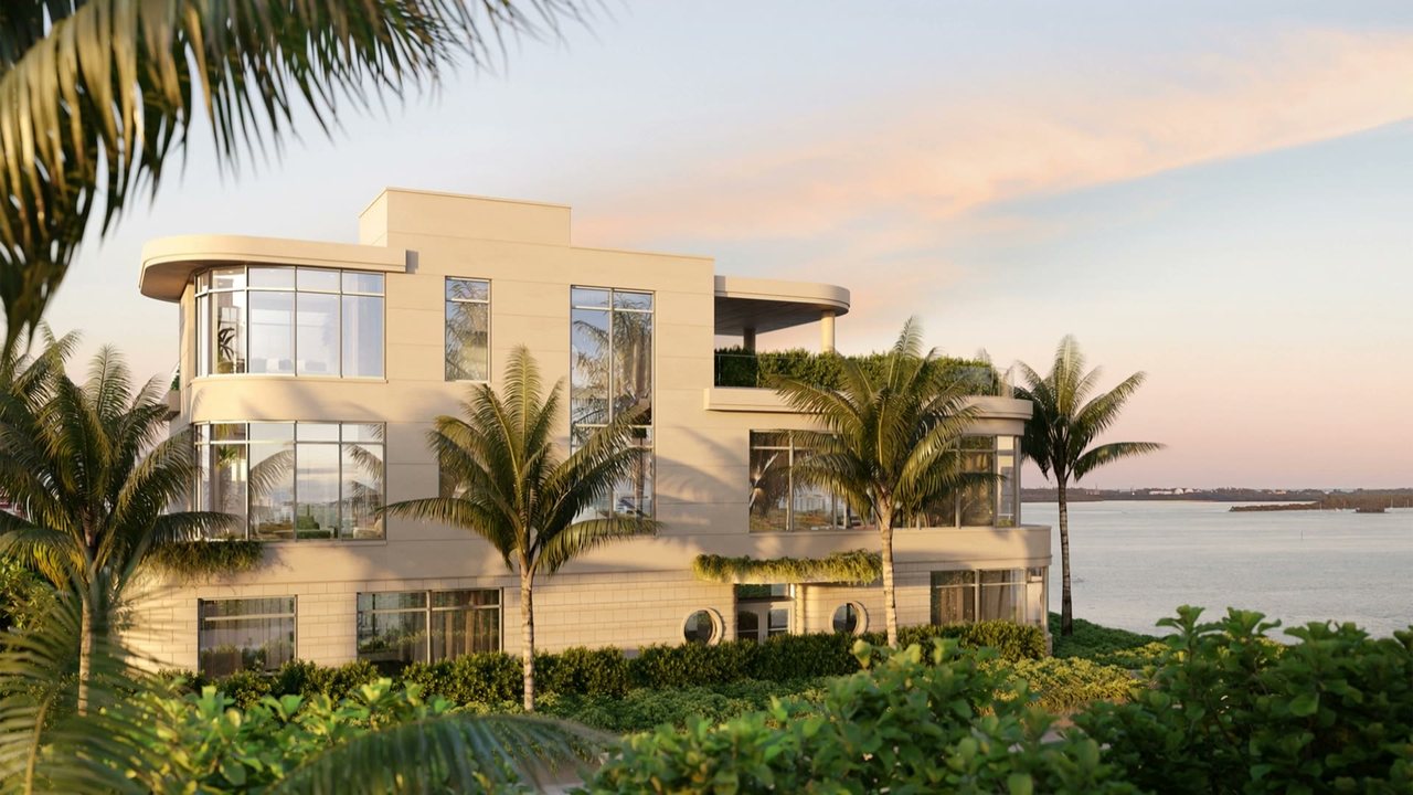 A Villa at close range: the curved glass bay, the window wall and the planted roof terrace.